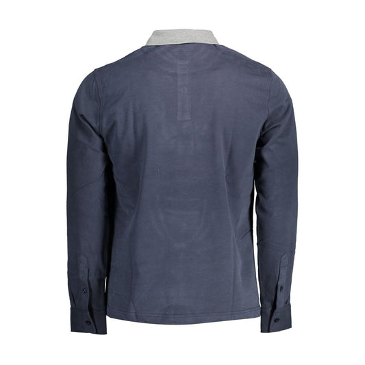 Blue Cotton Men Polo Shirt