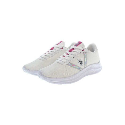 White Polyester Women Sneaker