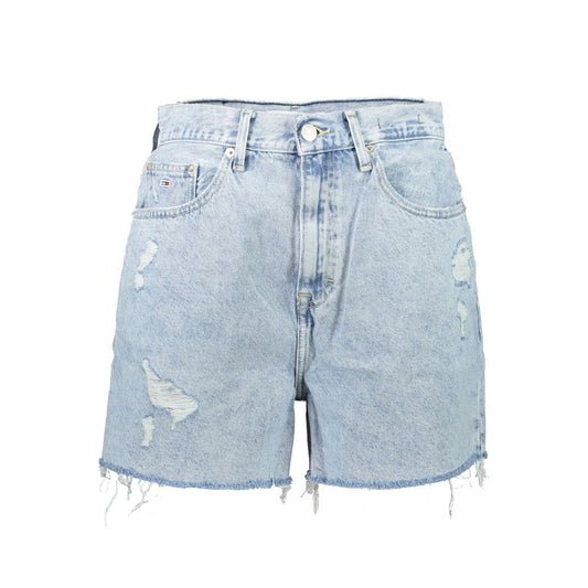Light Blue Cotton Women Denim Short