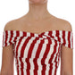 Elegant Red and White Striped Silk Bodycon Dress