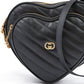 Black Leather Mini Heart Crossbody Bag