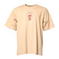Beige Cotton Logo Print Crew Neck T-shirt