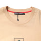 Beige Cotton Logo Print Crew Neck T-shirt