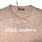 Beige Tie Dye Logo Print Cropped T-shirt