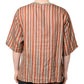 Multicolor Striped Graphic Linen Round Neck T-shirt