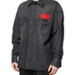 Gray Long Sleeves Button Down Denim Shirt
