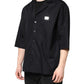 Black Short Sleeves Button Down Casual Shirt