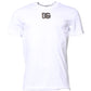 White Cotton DG Embroidery Crew Neck T-shirt
