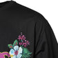 Black Cotton DG Floral Print Crewneck T-shirt
