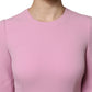 Pink Polyester Long Sleeves Sheath Mini Dress