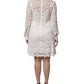 White Floral Lace Long Sleeves A-line Dress