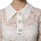 White Floral Lace Long Sleeves A-line Dress