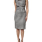 White Black Checkered Sleeveless Sheath Dress
