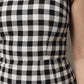 White Black Checkered Sleeveless Sheath Dress