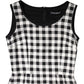 White Black Checkered Sleeveless Sheath Dress