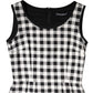 White Black Checkered Sleeveless Sheath Dress