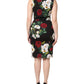Black Floral Print Sleeveless Sheath Dress