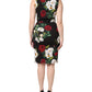 Black Floral Print Sleeveless Sheath Dress