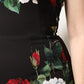 Black Floral Print Sleeveless Sheath Dress