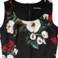 Black Floral Print Sleeveless Sheath Dress