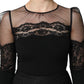 Black Lace Trim Nylon Tulle Sheath Midi Dress