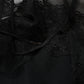 Black Lace Trim Nylon Tulle Sheath Midi Dress