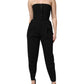 Black Wool Strapless Romper Jumpsuit Dress