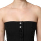 Black Wool Strapless Romper Jumpsuit Dress