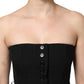 Black Wool Strapless Romper Jumpsuit Dress