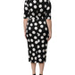 Black White Polka Dot Sheath Midi Dress