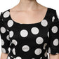 Black White Polka Dot Sheath Midi Dress