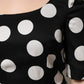 Black White Polka Dot Sheath Midi Dress