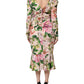 Pink Floral Silk Fit And Flared Midi Dress