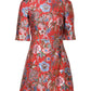 Red Floral Jacquard A-line Mini Dress