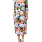 Multicolor Floral Pleated Sheath Midi  Dress