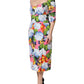 Multicolor Floral Pleated Sheath Midi  Dress