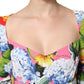 Multicolor Floral Pleated Sheath Midi  Dress