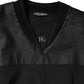 Black Cotton Short Sleeves V-neck T-shirt