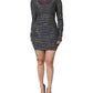 Black Embellished Nylon Bodycon Mini Dress