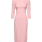 Pink Viscose 3/4 Sleeves Sheath Midi Dress