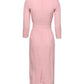 Pink Viscose 3/4 Sleeves Sheath Midi Dress