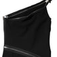 Black Viscose One Shoulder Zipper Sheath Dress