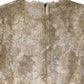 Gold Floral Lace Long Sleeves Fit & Flare Dress