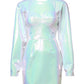 White Long Sleeves Bodycon Sheath Mini Dress