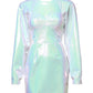 White Long Sleeves Bodycon Sheath Mini Dress