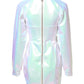 White Long Sleeves Bodycon Sheath Mini Dress