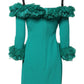 Green Lace Off Shoulder Sheath Mini Dress