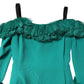 Green Lace Off Shoulder Sheath Mini Dress