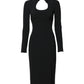 Black Long Sleeves Bodycon Sheath Midi Dress