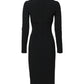 Black Long Sleeves Bodycon Sheath Midi Dress